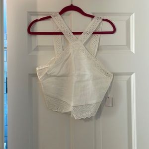 Miss Love, medium, crop top, lace detail, white